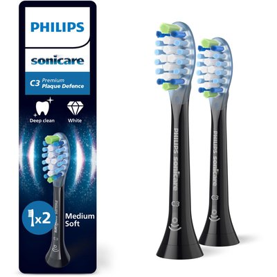 Brossette dentaire Sonicare lot de 2 -  HX9042/88 black Premium Plaque Defence C3 PHILIPS