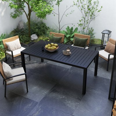 Table de jardin extensible 6-8 personnes dim. 180/240L x 94l x 73H cm alu OUTSUNNY
