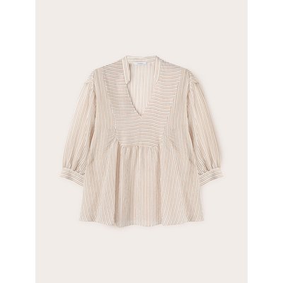 Blusa over in mussola di cotone tinto filo a righe MOTIVI