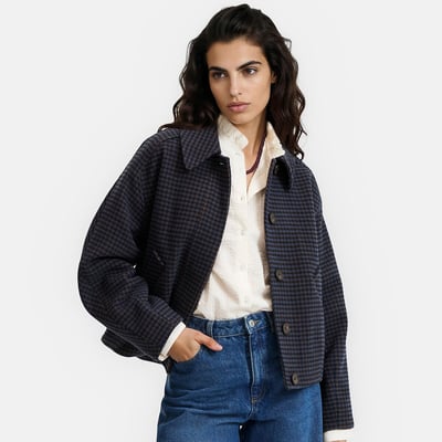 Blouson motif pied-de-poule, à col chemise LA REDOUTE COLLECTIONS