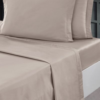 Parure drap plat + 2 taies 65x65 cm satin de coton VERSALUXE UNI SENSEI MAISON