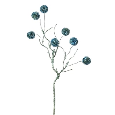 Branche de noël de pompons pailletés artificielle H50 SIA DECO