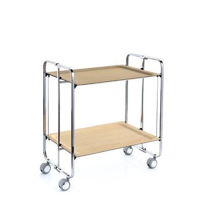 Table roulante pliante BAUHAUS, 2plateaux,  châssis chromé DON HIERRO