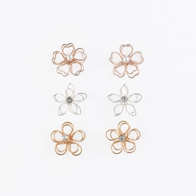 Set x3 petites boucles d'oreilles fleurs filaires BALABOOSTE