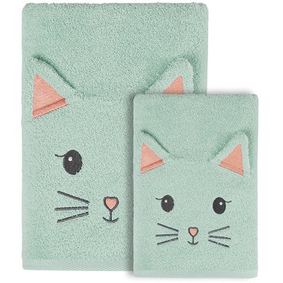 Ensemble enfant 1 serviette de toilette  + 1 drap de bain MISTY LE CHAT SENSEI MAISON