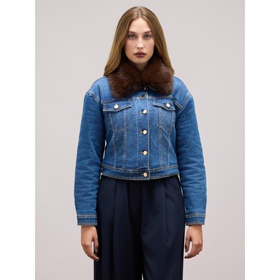 Blouson en denim de coton avec intérieur matelassé à motif animalier OLTRE