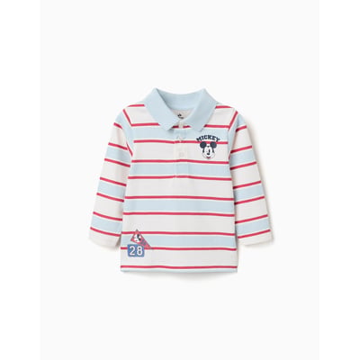 Polo à manches longues à rayures avec imprimé Mickey ZIPPY