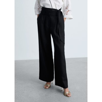 Pantalon lin rayures contrastées MANGO