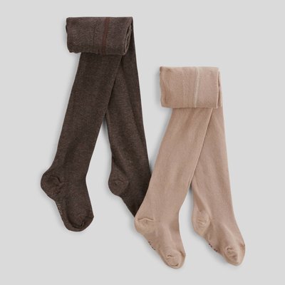 Lot de 2 paires de collants unis contenant du coton BIO BOUT'CHOU