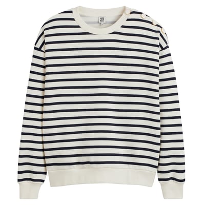 Gestreiftes Sweatshirt mit Rundhalsausschnitt und geknöpfter Schulterpasse LA REDOUTE COLLECTIONS
