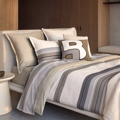 Housse de couette en satin de coton beige, MODERNIST BOSS HOME