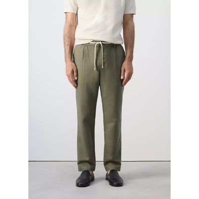 Pantalon slim fit cropped en lin et coton MANGO MAN