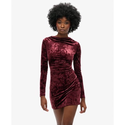 Robe courte en velours à manches longues SUPERDRY