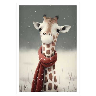Affiche enfant girafe sous la neige HEXOA