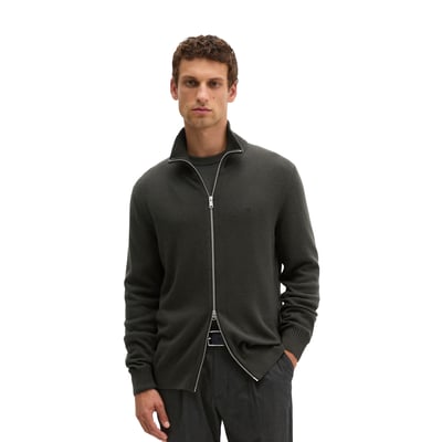 Cardigan à col montant, coupe régulière en mélange de coton bio et de laine vierge MARC O'POLO