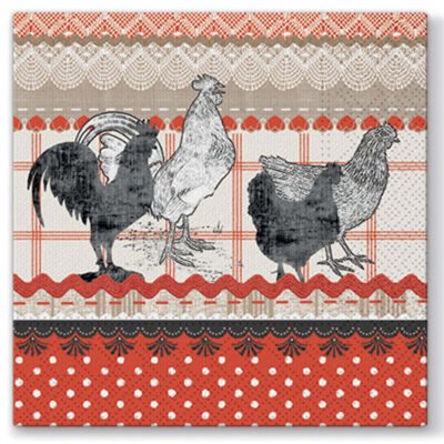 Lot de 20 serviettes en papier Poules rustiques DOUCEUR D'INTÉRIEUR
