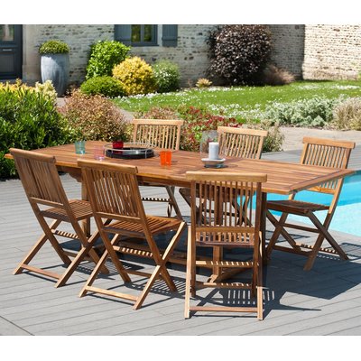 Table de jardin extensible rectangulaire en bois de teck massif huilé 120/180x90cm MACAO 6 personnes PIER IMPORT