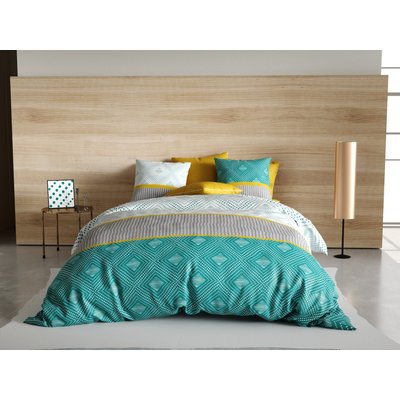 Parure housse de couette imprimée + taie(s) en coton, Aurah ATELIER DU COTON