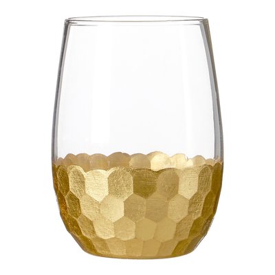 Set of 4 Gold Honeycomb Tumbler Glasses SO'HOME