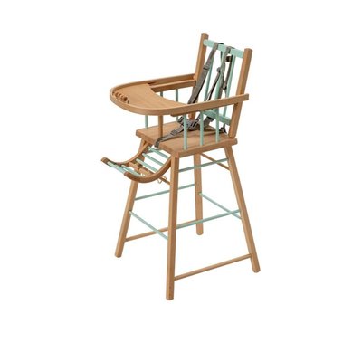 Pack Chaise haute André Hybride vert mint et sa tablette blanche COMBELLE