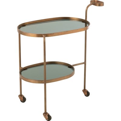 Desserte ovale deux niveaux métal verre  bronze élégante RECOLLECTION