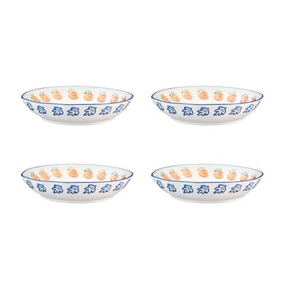 Lot de 4 assiettes creuses en porcelaine de haute qualité (grade a), peinte à la main, NAPOLI BJORN