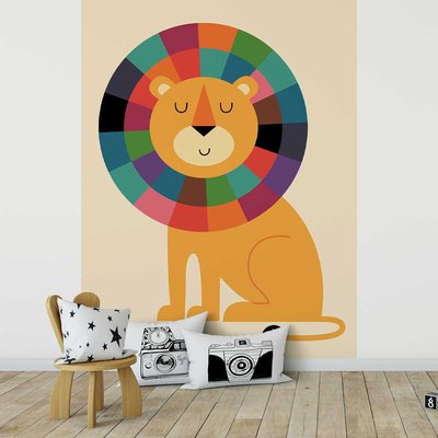 Papier peint lion arc en ciel HEXOA