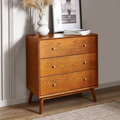 Elijah Retro Ash Wood Chest of 3 Drawers SO'HOME
