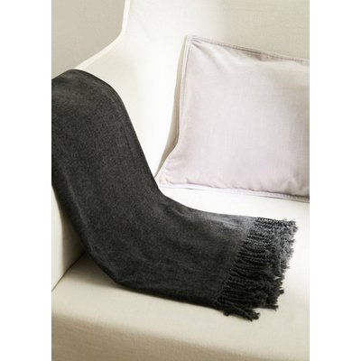 Couverture maille chenille franges MANGO HOME