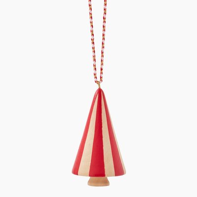 Ornement en bois sapin moderne rayé rouge MONOPRIX