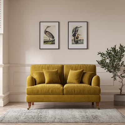 Emeline Velvet 2 Seater Sofa with Castor Legs ÉDITÉ