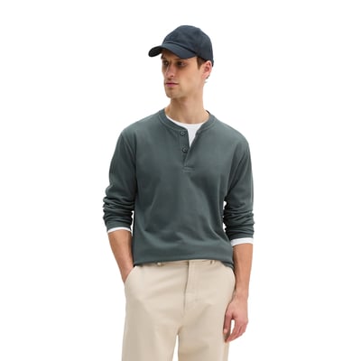 DfC Henley-Longsleeve regular en jersey interlock côtelé MARC O'POLO