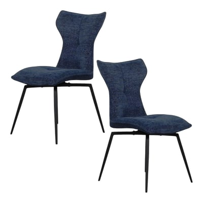 Chaise bleue pivotante en velours avec passepoil (lot de 2) LOMBARDIE PIER IMPORT