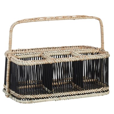 Panier rectangle compartimenté noir à anse PIER IMPORT