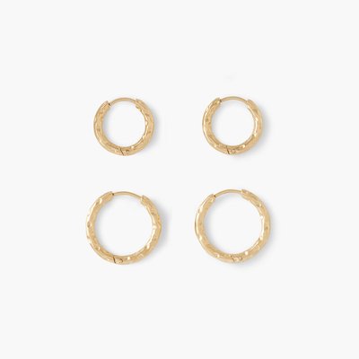 Set de 2 petites créoles martelées acier inoxydable doré BALABOOSTE