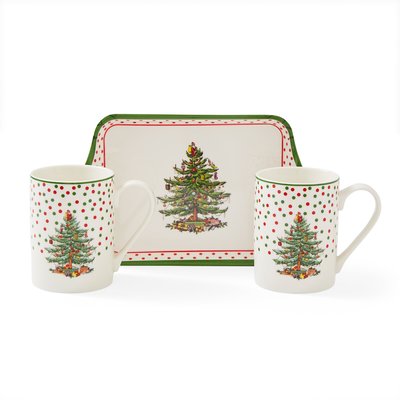 Christmas Tree Polka Dot Mug & Tray Set SPODE