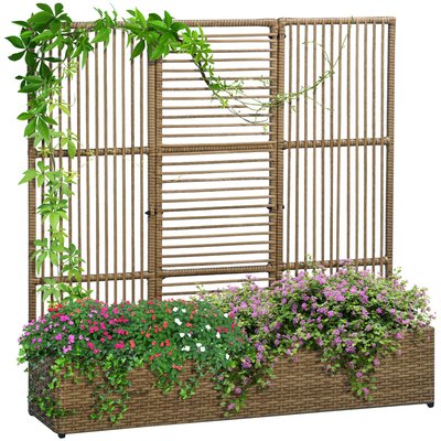 Jardinière avec treillis haut dim. 103L x 29l x 103H cm résine OUTSUNNY