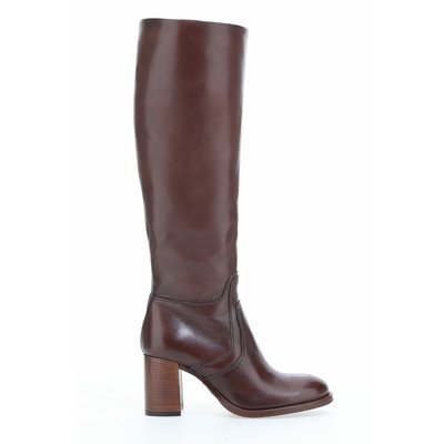 Bruine hoge laarzen met hak on sale