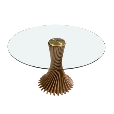 Table à manger ronde verre trempé et noyer ANGEL CERDA