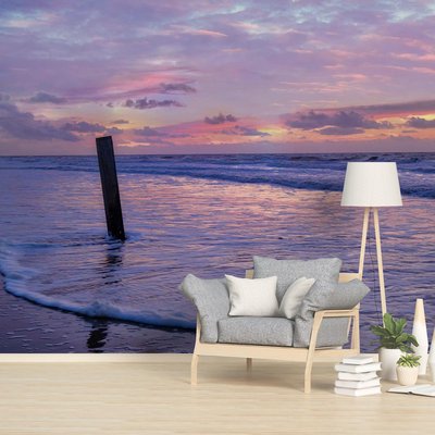 Papier peint panoramique plage et mer au sunset HEXOA