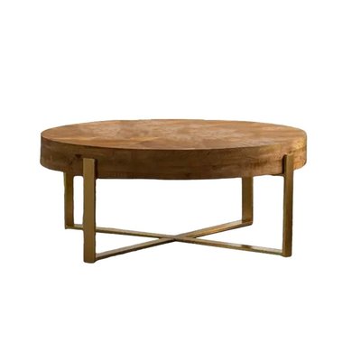 Table basse ronde en bois recyclé - NEBRASKA MATHI DESIGN