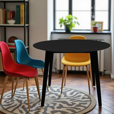 Table ronde en bois noir – style moderne, Ø 105 cm TAMPA PIER IMPORT