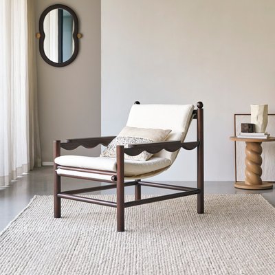 Fauteuil en mindi et tissu écru ALIX TIKAMOON