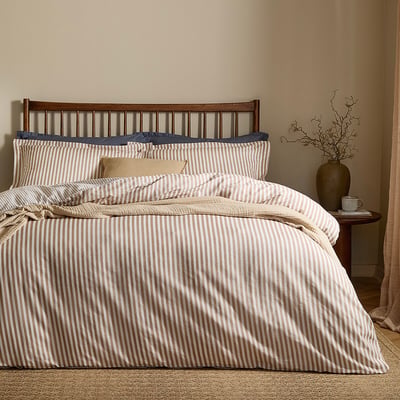 Hebden Mélange Stripe Cotton Duvet Cover and Pillowcase Set YARD