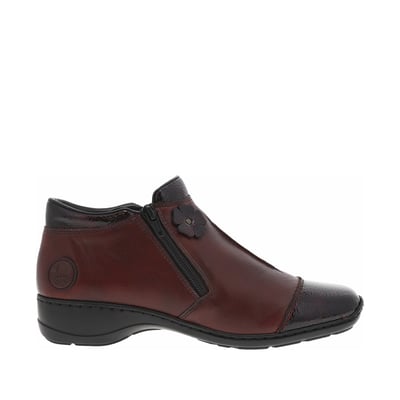 Bottines en cuir marron pourvues d'un talon à décroché bas et d'un zip RIEKER