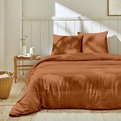 Parure housse de couette gaze de coton unie C DESIGN HOME TEXTILE