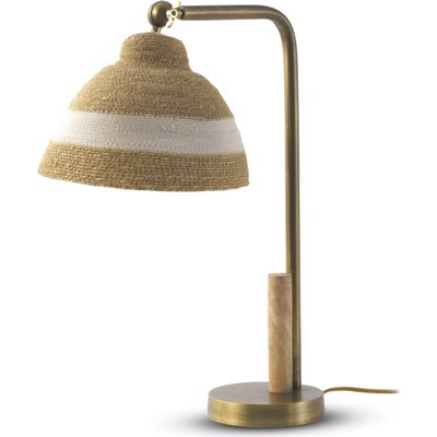 Lampe de table dorée avec abat jour en fibre naturelle tressée RECOLLECTION