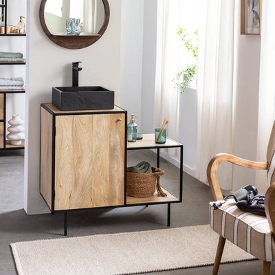 Meuble sous vasque en bois de manguier et métal  AGATHE MADE IN MEUBLES 