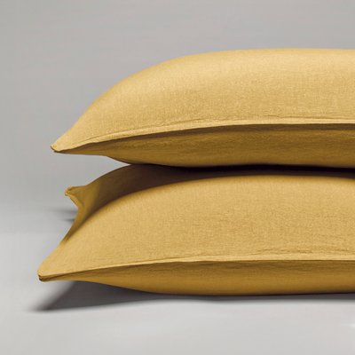 Taie d'oreiller pur lin lavé français MILANO JAUNE COTTON & CO