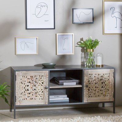 Meuble TV en bois de manguier blanchi  LILA MADE IN MEUBLES 